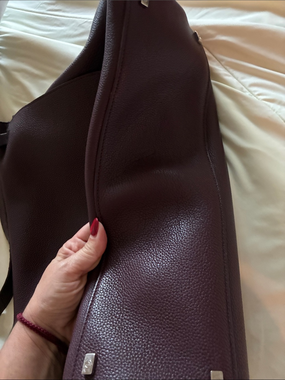 The Row Women's Shoulder Bag in Deep Burgundy top handle 14 - Picture 5 of 9